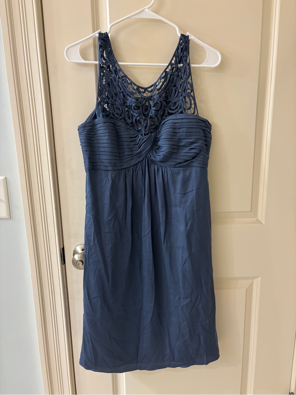 Quillaree 100% Silk Navy Blue Cocktail Dress Size 10 BHLDN Wedding Guest